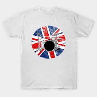 Drum Kit UK Flag Britain Drummer British Musician T-Shirt